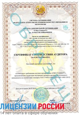 Образец сертификата соответствия аудитора №ST.RU.EXP.00014299-1 Чернышевск Сертификат ISO 14001